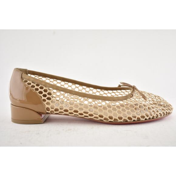 Christian Louboutin Sweetie Jane Mesh Flat Lionne Beige Nude Ballet Ballerina 39 - Picture 2 of 16